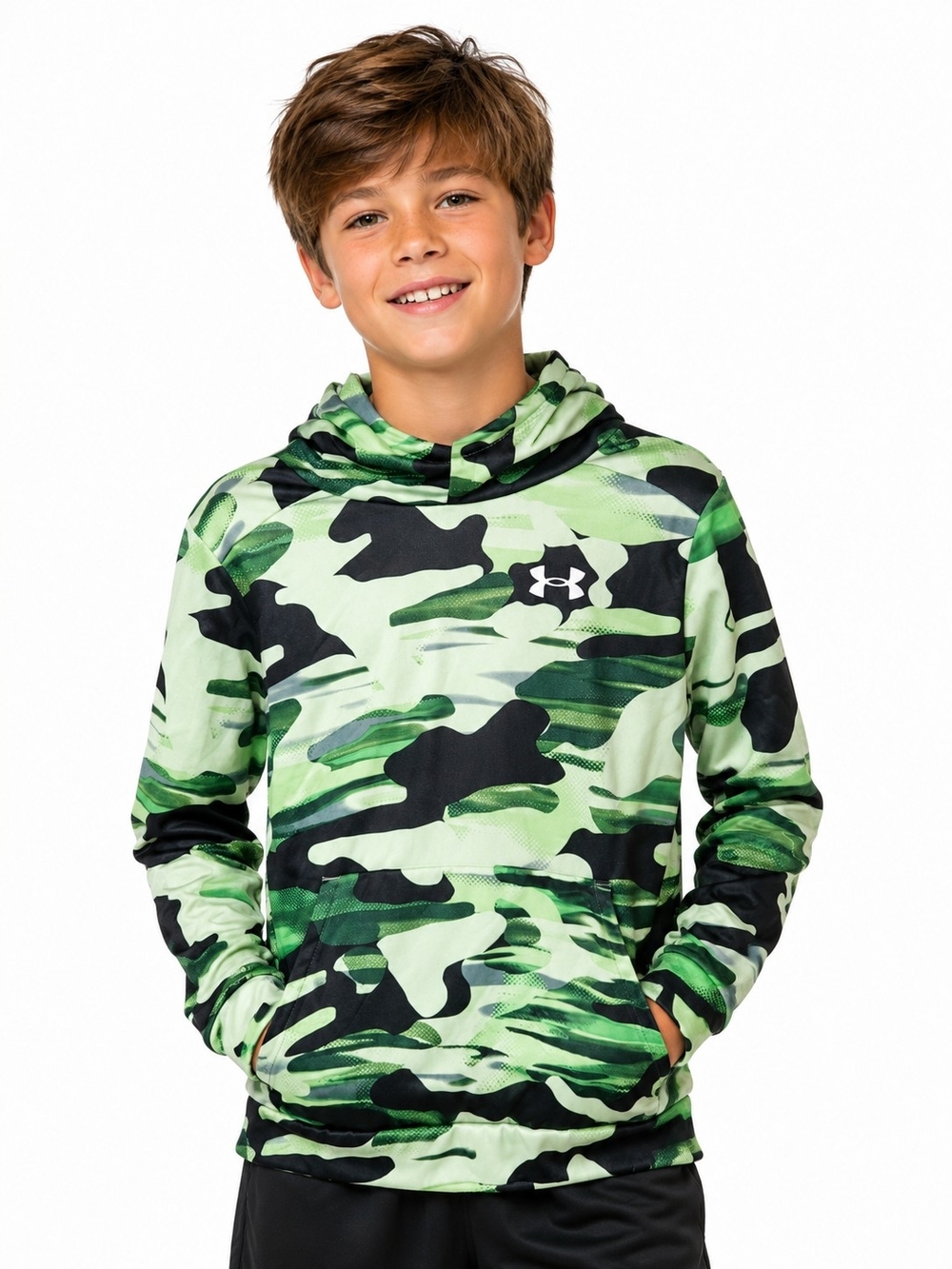 Under Armour Green Camo Pullover Hoodie for Kids
